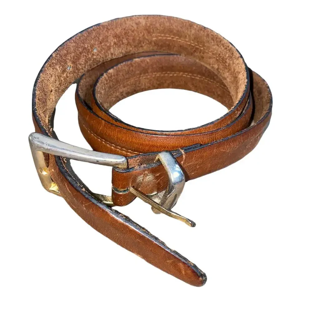 Belt Full Grain Cowhide Leather Belt with solid brass hardware size 38/95 Brown